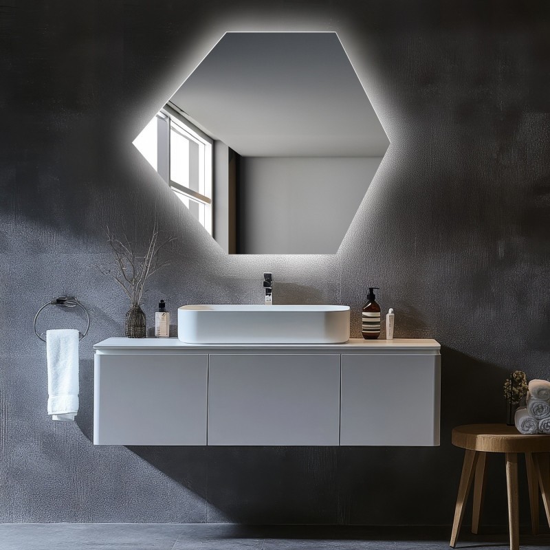 Geometrisch gevormde spiegel met verlichting - GEOME LED