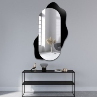 Decoratieve ovale spiegel op zwarte beits - KLEKS