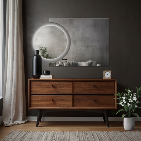 Set van cirkel en komeet badkamerspiegels met verlichting - KOSMIK LED