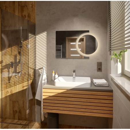 Set van cirkel en komeet badkamerspiegels met verlichting - KOSMIK LED