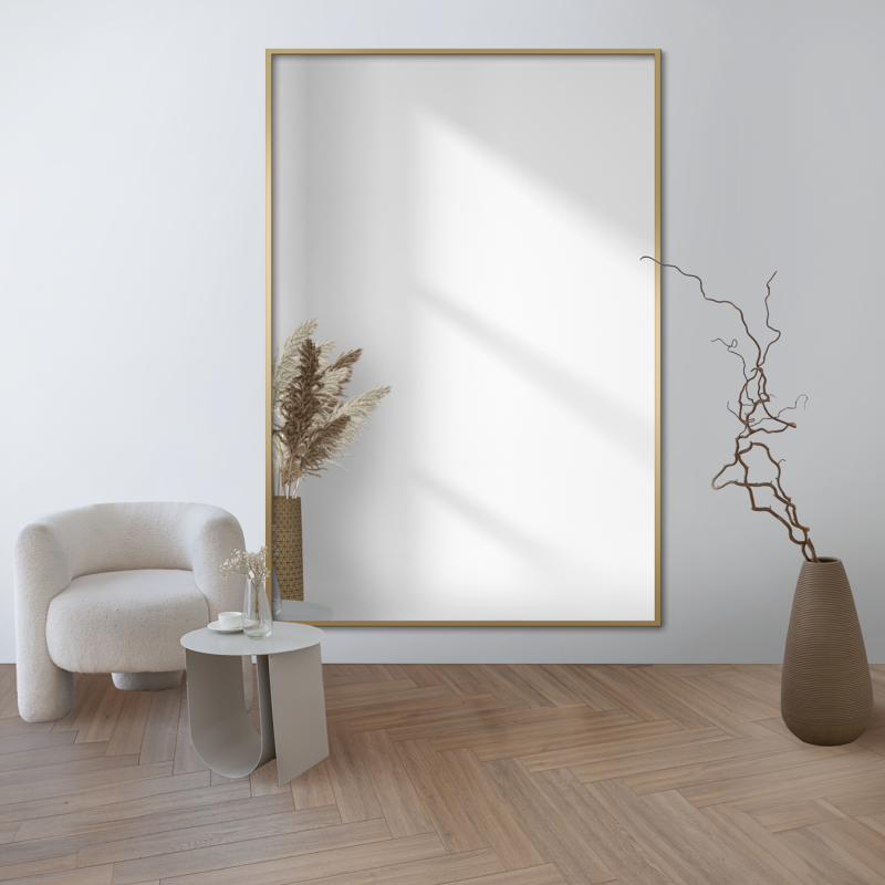 Rechthoekige spiegel in minimalistische zwarte lijst- 1201 - lijstkleur naar keuze
