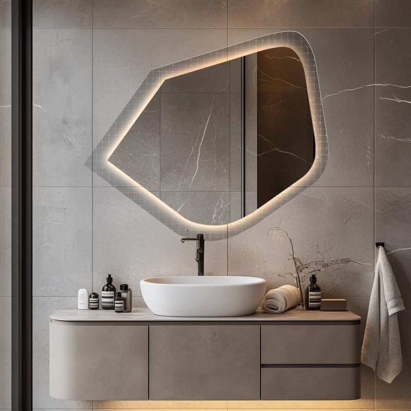 Spiegel op ornamentglas Master Flex met verlichting - LUXORA PRISTAL LED