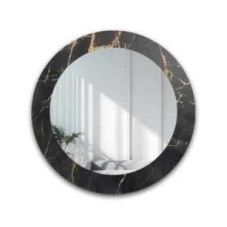 Rond spiegel op zwart-goud marmer – MARBLE NOELLE