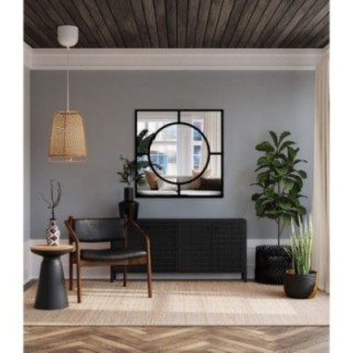 Vierkante spiegel met loft cirkel MDF - MERA