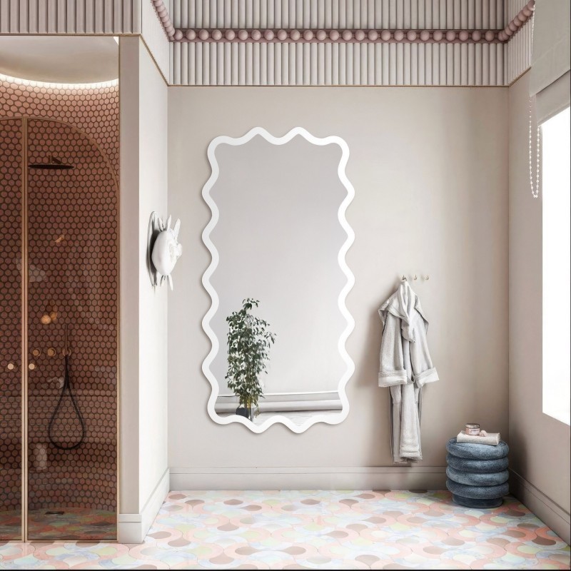 Rechthoekige spiegel in een golvende MDF-lijst – AQUARELLE MARELLA