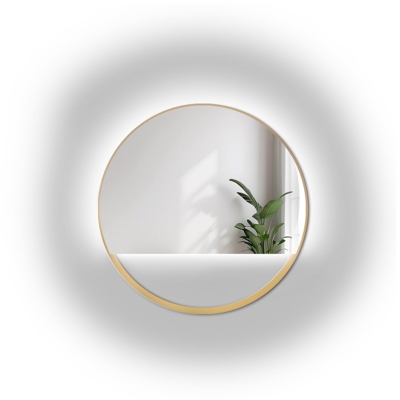 Ronde spiegel in goud MDF SLIM lijst met vrije ruimte - OLENA LED