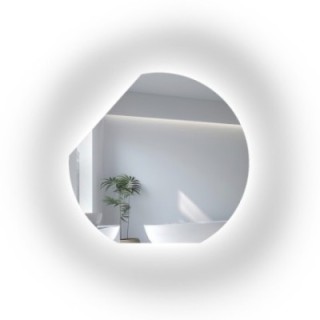 Ronde spiegel voor zolder met afgeschuinde zijkanten en LED-verlichting – OLGA LED