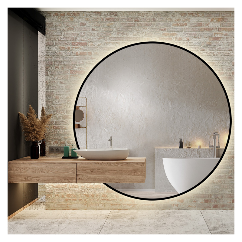 Ronde ledspiegel op maat met kastuitsparing in mdf lijst - ORFEUSZ LED