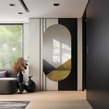 Exclusieve ovale decoratieve spiegel in zwart en goud - ROYAL