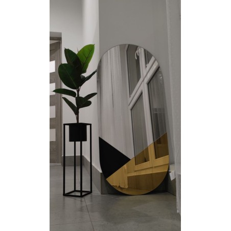 Exclusieve ovale decoratieve spiegel in zwart en goud - ROYAL