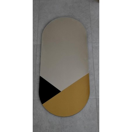 Exclusieve ovale decoratieve spiegel in zwart en goud - ROYAL