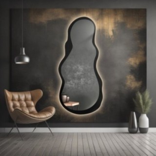Onregelmatig gevormde spiegel in mdf lijst met verlichting - RISOL IN LED FRAME