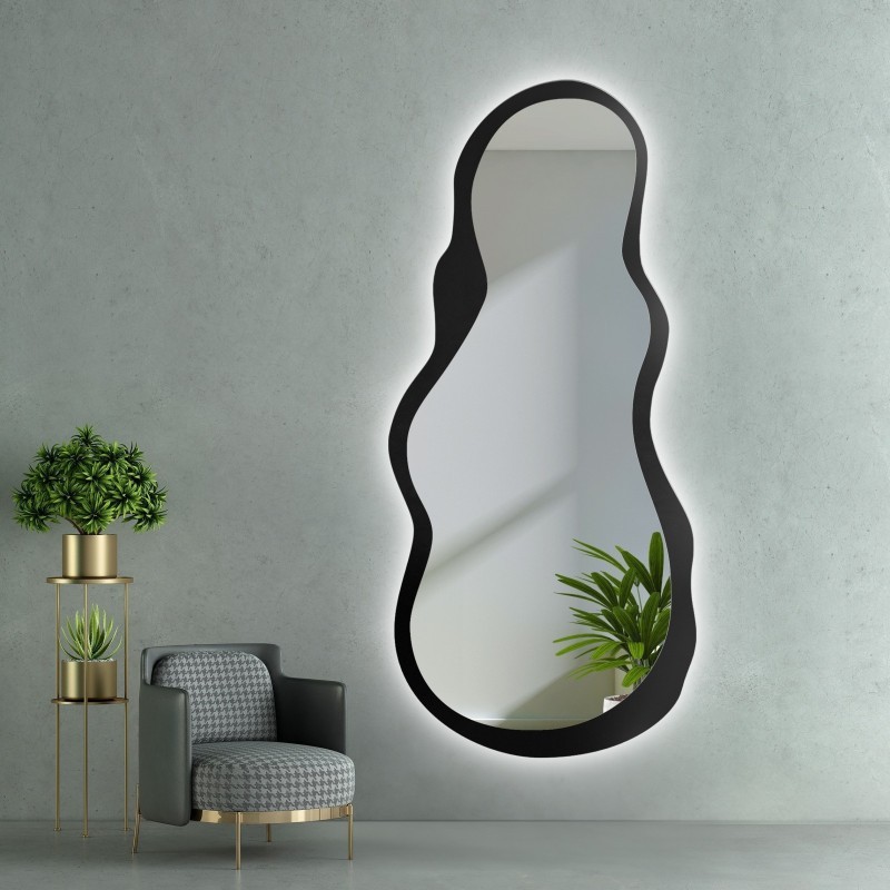 Onregelmatig gevormde spiegel in mdf lijst met verlichting - RISOL IN LED FRAME