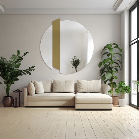 Ronde decoratieve spiegel met gouden streep - BONA