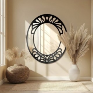 Ovaal spiegel met opengewerkt MDF-decor – VERONELLE BELIRE 125x150