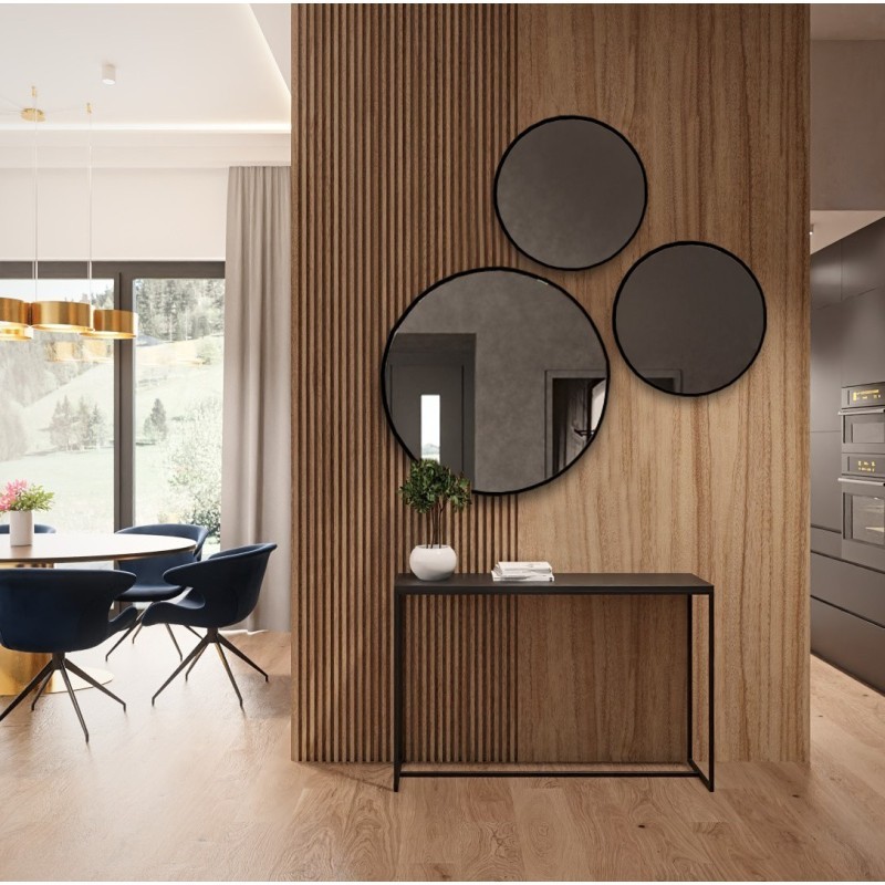 Set van drie ronde spiegels in mdf slanke lijst - FITRI II