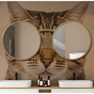 Set ronde spiegels kat in glas mdf - BRILLEN