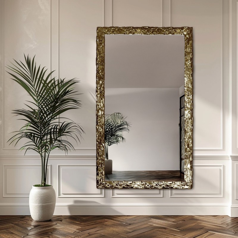 Luxe wandspiegel in rijkelijk versierde gouden lijst - 9003001