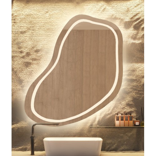 Lustro łazienkowe o nieregularnym kształcie - KWARC LED II