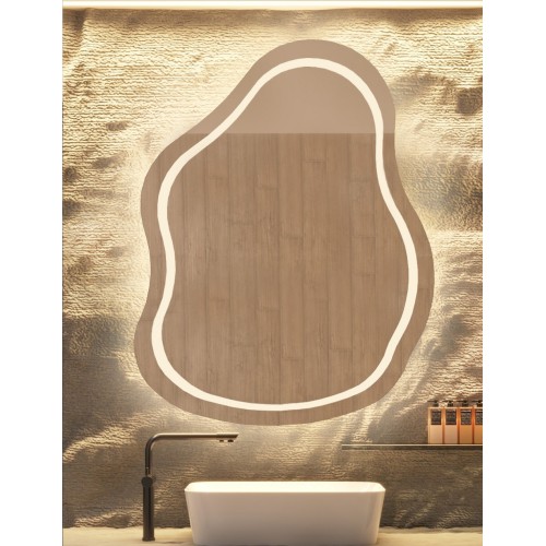 Lustro łazienkowe o nieregularnym kształcie  - STONE LED II