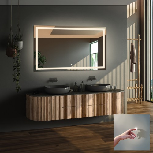 Łazienkowe lustro prostokątne z włącznikiem - EMI LED PREMIUM