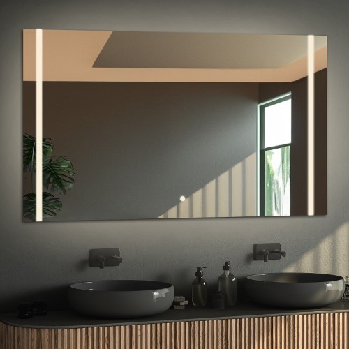 Łazienkowe lustro prostokątne z włącznikiem - FLAWIA LED PREMIUM