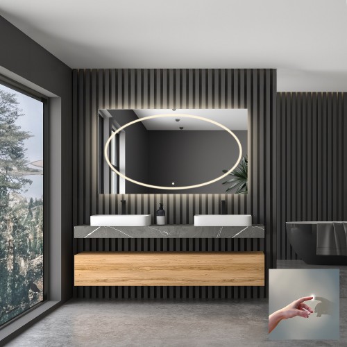 Łazienkowe lustro prostokątne z włącznikiem - MELISA LED PREMIUM