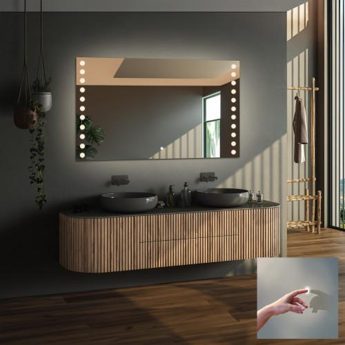 Łazienkowe lustro prostokątne z włącznikiem - OLIWIA LED PREMIUM