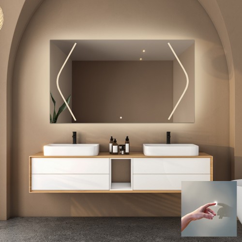 Łazienkowe lustro prostokątne z włącznikiem - SOFIA LED PREMIUM