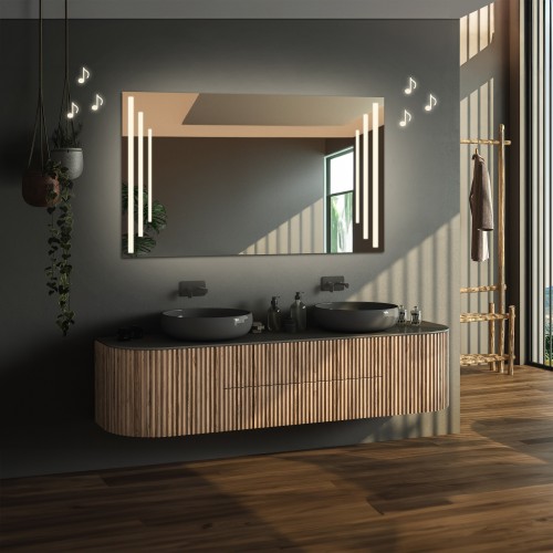 Łazienkowe lustro prostokątne z głośnikiem bluetooth - ALIS LED PREMIUM