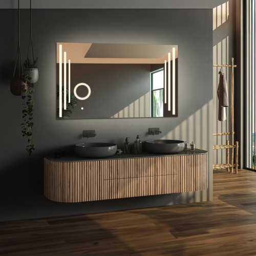 Łazienkowe lustro prostokątne z lusterkiem zoom led - ALIS LED PREMIUM