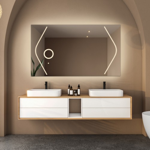 Łazienkowe lustro prostokątne z lusterkiem zoom led - SOFIA LED PREMIUM