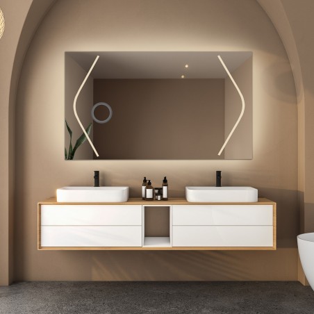 Rechthoekige badkamerspiegel met zoomspiegel - SOFIA LED PREMIUM