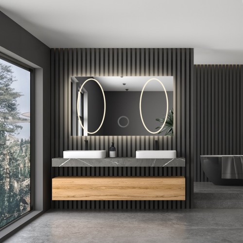 Łazienkowe lustro prostokątne z lusterkiem zoom - MELISA II LED PREMIUM