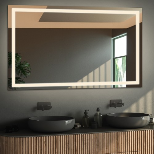 Łazienkowe lustro prostokątne z matą antyparową - EMI LED PREMIUM