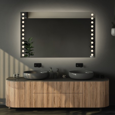 Rechthoekige badkamerspiegel met anti-parelmat - OLIWIA LED PREMIUM