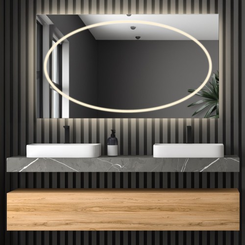 Łazienkowe lustro prostokątne z matą antyparową - MELISA LED PREMIUM