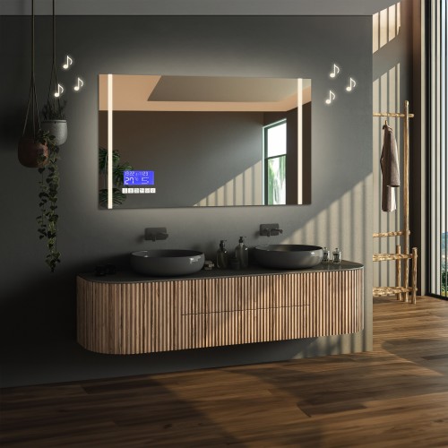 Łazienkowe lustro prostokątne z panelem dotykowym - FLAWIA LED PREMIUM