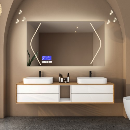 Łazienkowe lustro prostokątne z panelem dotykowym - SOFIA LED PREMIUM