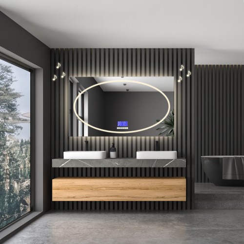 Łazienkowe lustro prostokątne z panelem dotykowym - MELISA LED PREMIUM