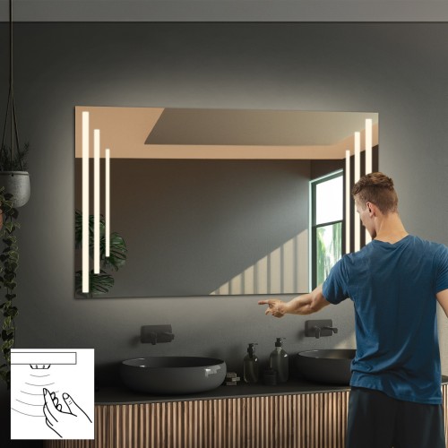 Łazienkowe lustro prostokątne z włącznikiem sensorycznym - ALIS LED PREMIUM