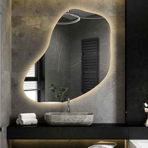 Lustro o organicznym kształcie z podświetleniem - KWARC LED