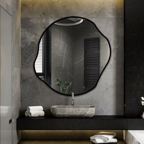 Lustro o organicznym kształcie w ramie - CYRKON W RAMIE