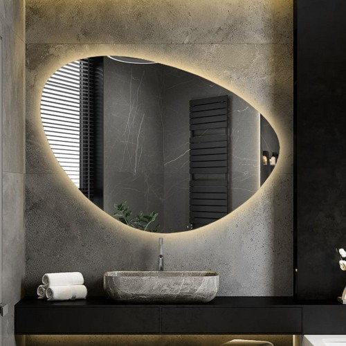 Lustro łazienkowe o nieregularnym kształcie z podświetleniem- OBSYDIAN LED