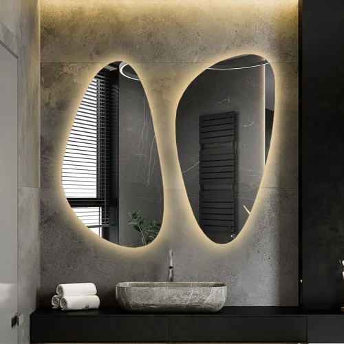 Zestaw dwóch luster o nieregularnym kształcie z podświetleniem - SELENIT LED