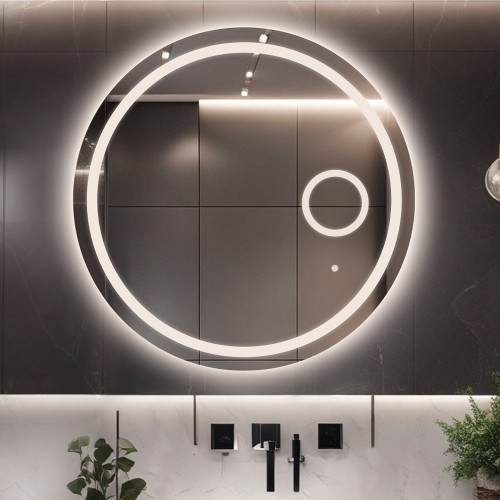 Łazienkowe lustro okrągłe z lusterkiem zoom led - MAIA LED PREMIUM