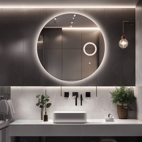 Łazienkowe lustro okrągłe z lusterkiem zoom led - KOŁO LED PREMIUM