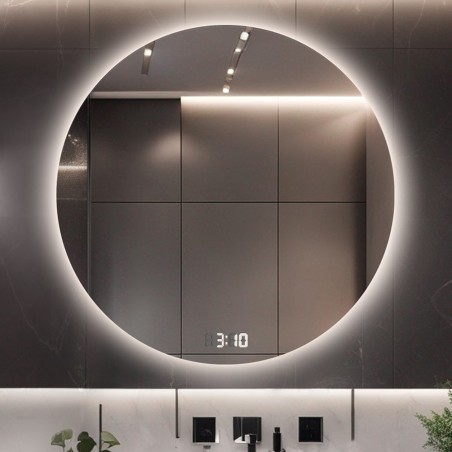 Ronde badkamerspiegel met digitale klok - CIRKEL LED PREMIUM