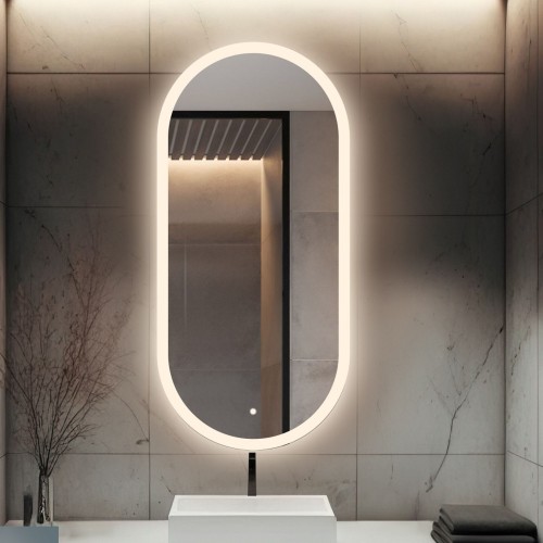 Łazienkowe lustro owalne z włącznikiem - ROMI LED PREMIUM