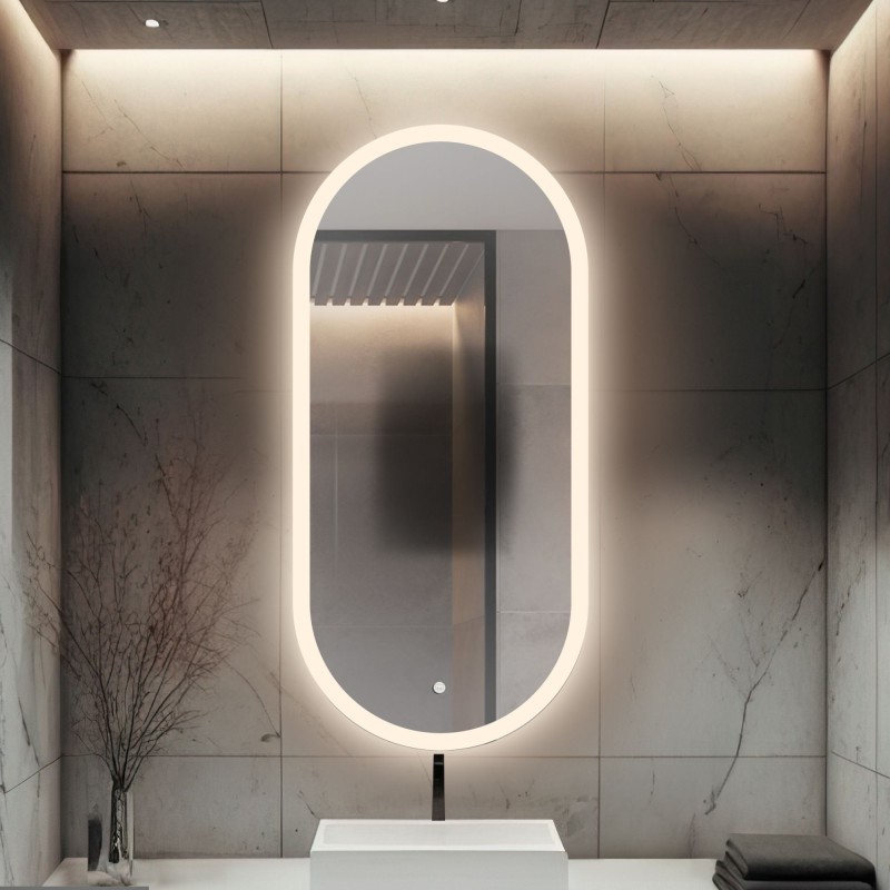 Ovale badkamerspiegel met anti-parelmat - ROMI LED PREMIUM